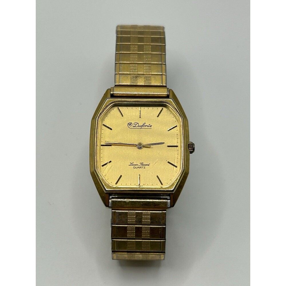 dufonte lucien piccard watch womens,TANK,Gold Tone, stretch Band, 21 X 25 Mm Cas